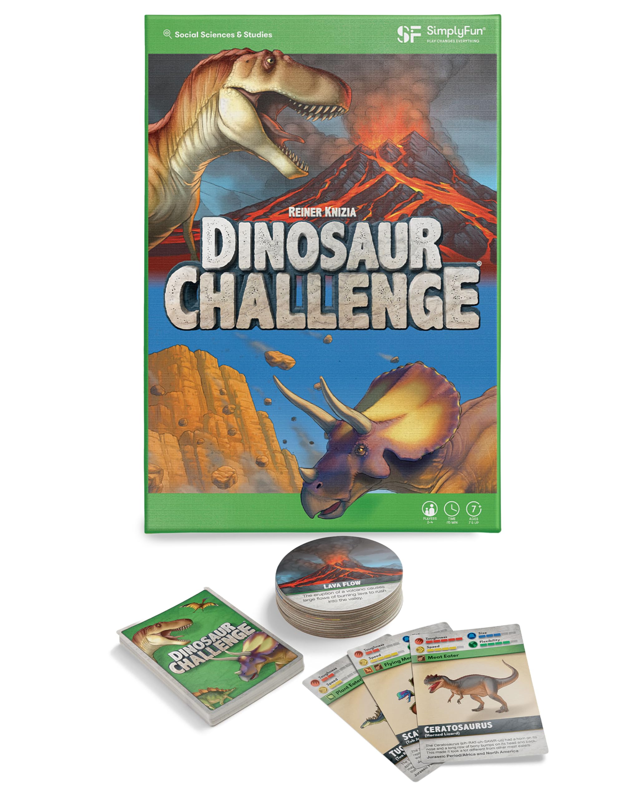 SimplyFun Dinosaur Challenge - Learn About Dinosaurs and Situational Analysis - Engaging and Educational Kids Card Game - 2 to 4 Players - Ages 7 & Up