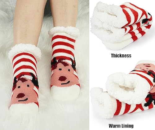 Miniatura 3 de Calcetines antideslizantes de Navidad para niñas y niños, forro grueso cálido, acogedor, suave, regalos para interiores