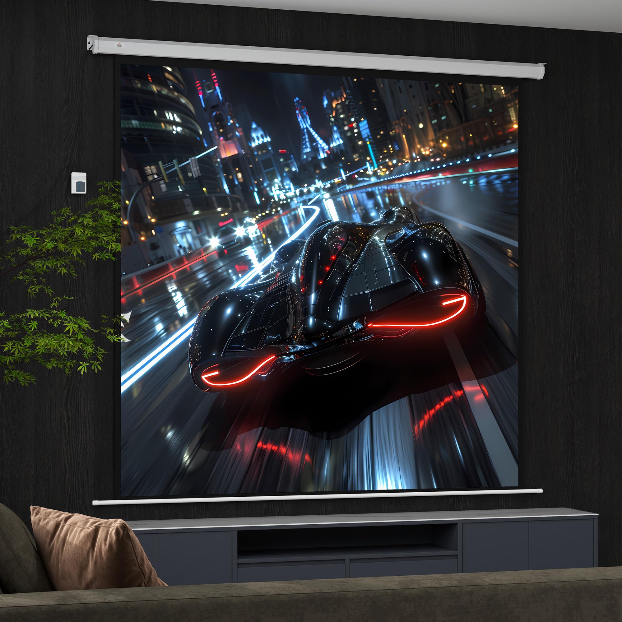 HOMCOM Écran vidéoprojecteur 120 Pouces 1:1 4K HD Blanc