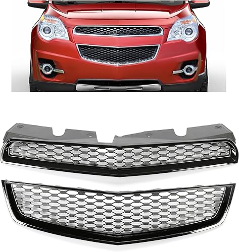 KUAFU Rejilla superior e inferior compatible con Chevy Chevrolet Equinox 2010-2015, repuesto para GM1200622 25798744 GM1200621 25798747 de malla