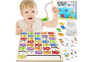 Wooden Magnetic Fishing Game Toy for 2 3 Year Old Toddler Girls