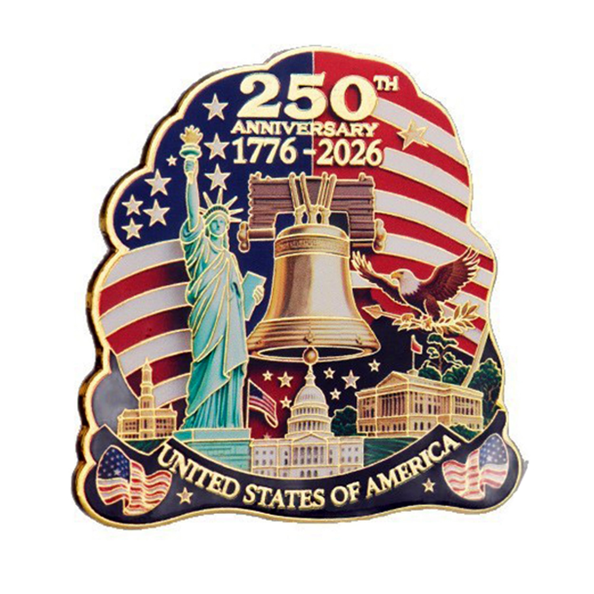 Amazon.com: USA 250th Anniversary Magnet – Gold Plated Hard Enamel