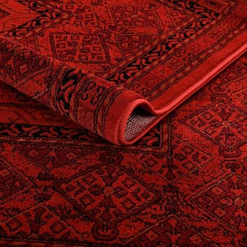 Afgan Türkmen Otantik Desenli Dokuma Kırmızı Oturma Odası Salon Mutfak Halısı Yolluk 7456A