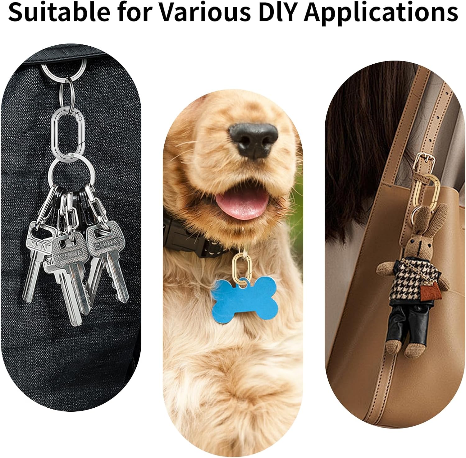 12Pack 1 Inch Small Carabiner Spring Hooks Metal Oval Clip for Purse Keychain Replacement,Climbing Hiking, Wallet,Car Key Rings - Image 4