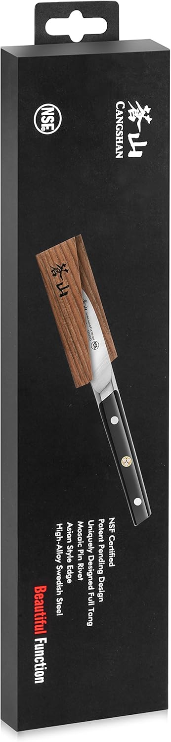 Cangshan TC Series 1020960 Swedish 14C28N Steel Forged 2.75-Inch Peeling Knife and Wood Sheath Set
