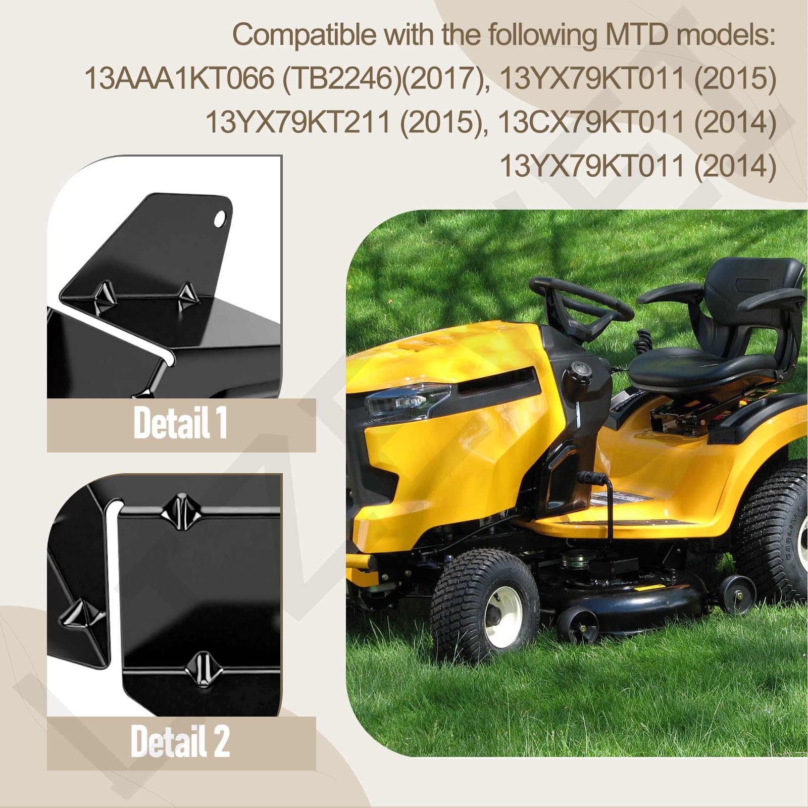 783-08547-0637 Cubierta negra para cinturón de cubierta (2 piezas) compatible con MTD / CUB Cadet de 46 pulgadas para XT1 XT2 LX46 LT46 LE 13AP79XT099, 13AL78XT099, 247203790, 2472037903790. 1 etc.