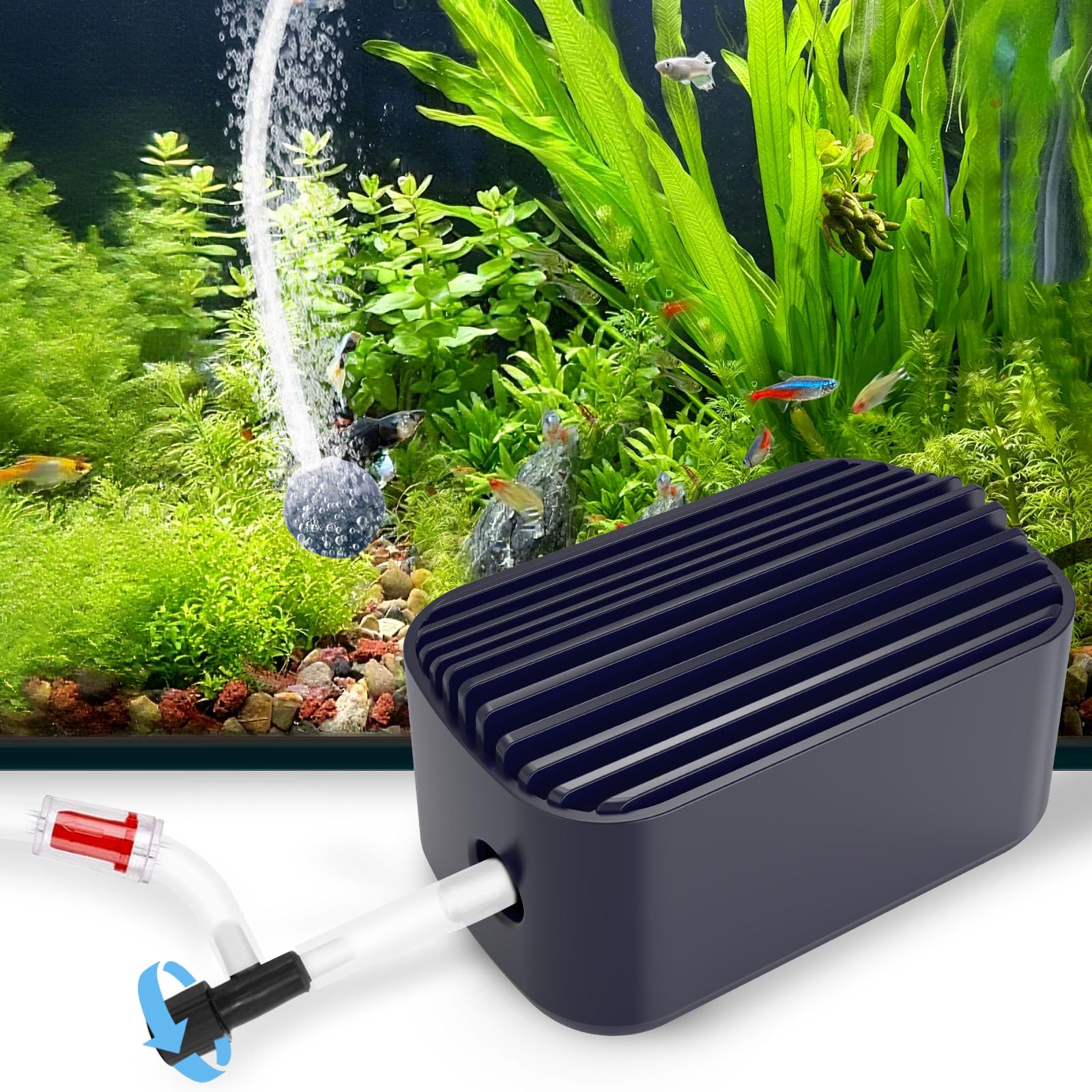 QZQ Air Pump Aquarium Fish Tank Air Pump Silent with Single Outlet Included Accessories Suitable Fish Tank from 1L to 100 Liters(2W) - Image 2