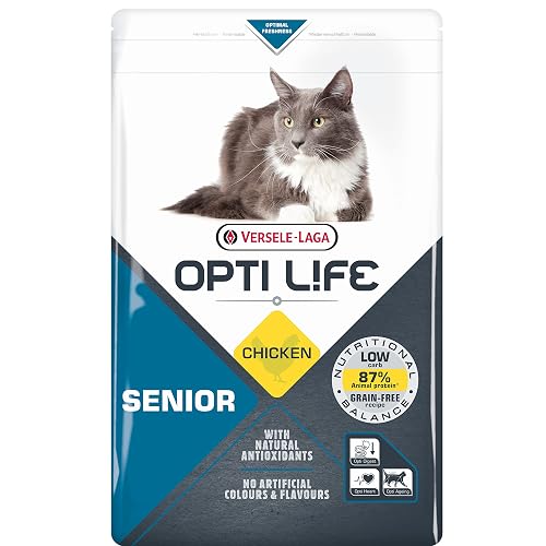 VERSELE LAGA - Pienso para Gatos OPTI Life Senior - Alimento para Gatos Adultos - Sin Cereales - Pollo - 2,5kg