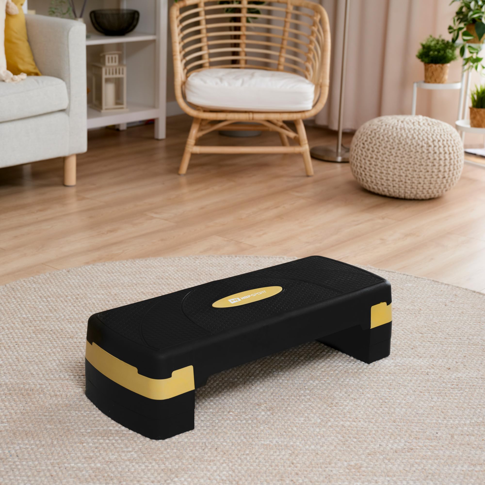HOP-SPORT® Step de Fitness HS-PP033AS pour la Maison, Stepper d'aérobic avec Hauteur Ajustable 3 marches, Surface antidérapante, Supportant Une Charge jusqu'à 350 KG