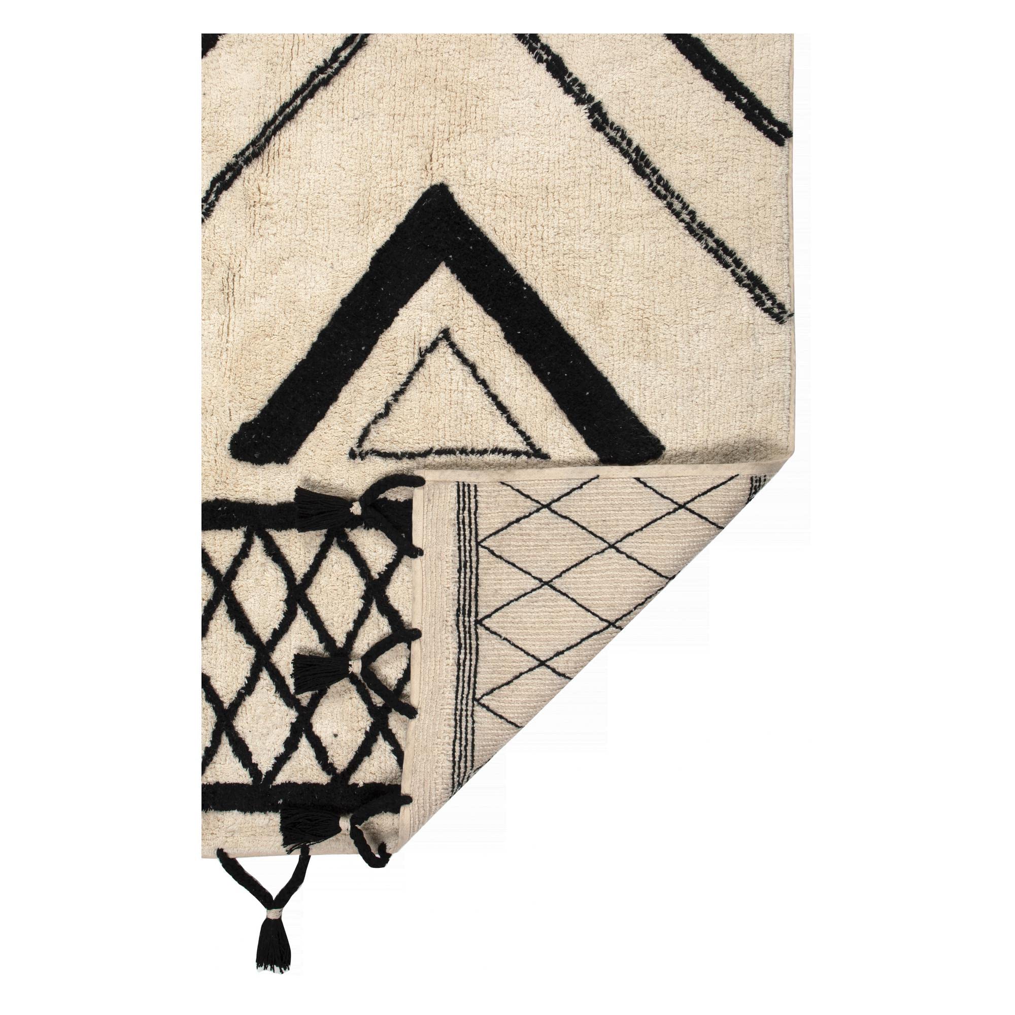 Vivaraise - Tapis Sami – 100% Coton, Aspect Laine – Décoration Tendance – Style berbère – Finition à Pampilles