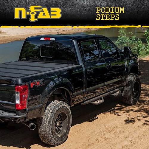 Miniatura 5 de N-Fab Podium SS - Escalones para Ford F-250F-350, de rueda a rueda, acero inoxidable, pulido, HPF17105CC-6-SS, compatible con Ford F-250F-350 Super