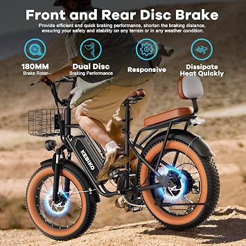 Electric Bike for Adults, 20x 4 Fat Tire 35MPH Ebike, 1450W Peak Mountain Bike with 48V 20AH Removable 960WH Battery, 80 Miles Max Range Mechanical Disc Brake 2 Seater Commute Electric Bicycle Black