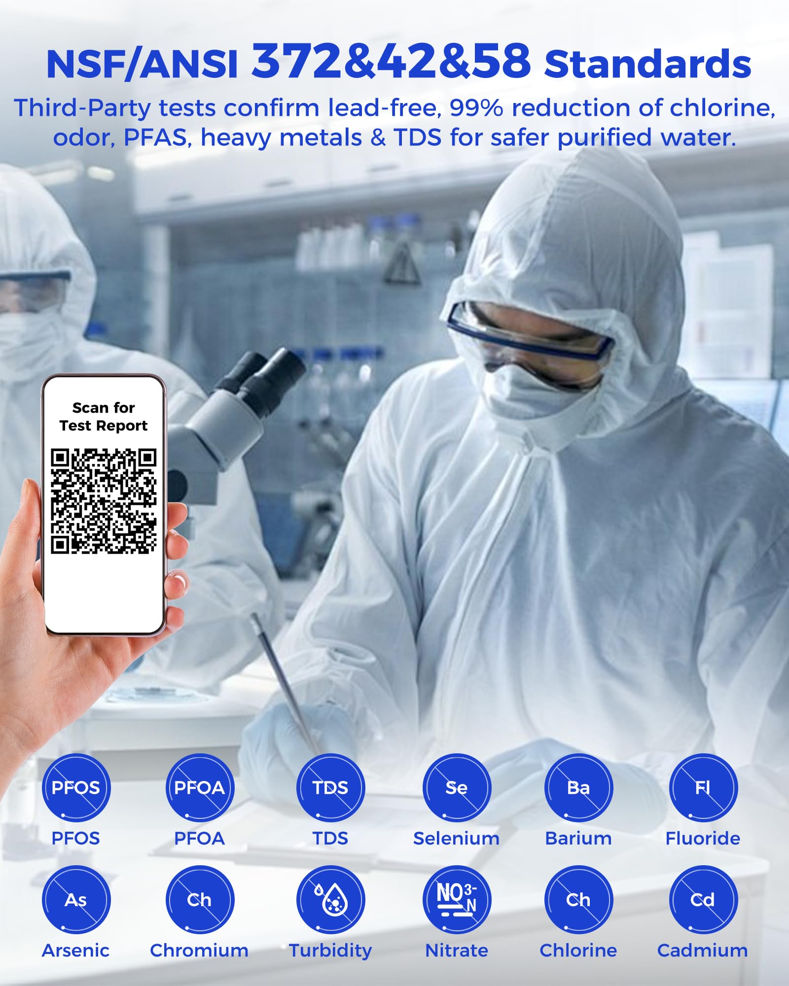 CT910 Système de filtre à eau à osmose inverse à 7 étapes, filtration de l'eau RO de 528 gallons avec pichet portable, NSF/ANSI 372,53, réduit le TDS PFAS, 5 réglages de volume, 3:1 pur pour