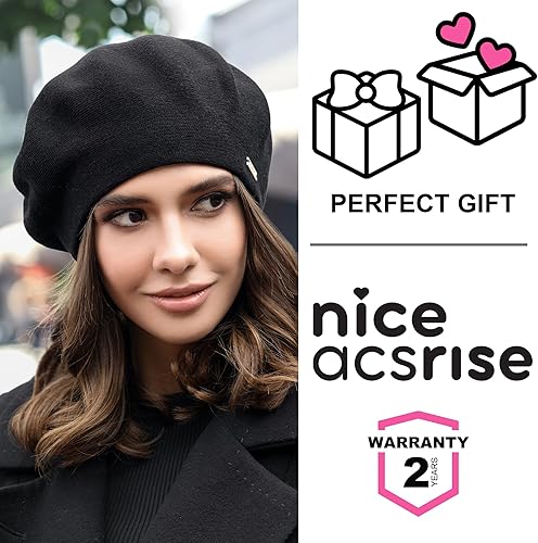 Miniatura 7 de Braxton - Gorro de boina de lana Boinas de punto angora de ganchillo con forro cálido Sombrero francés de París para mujer