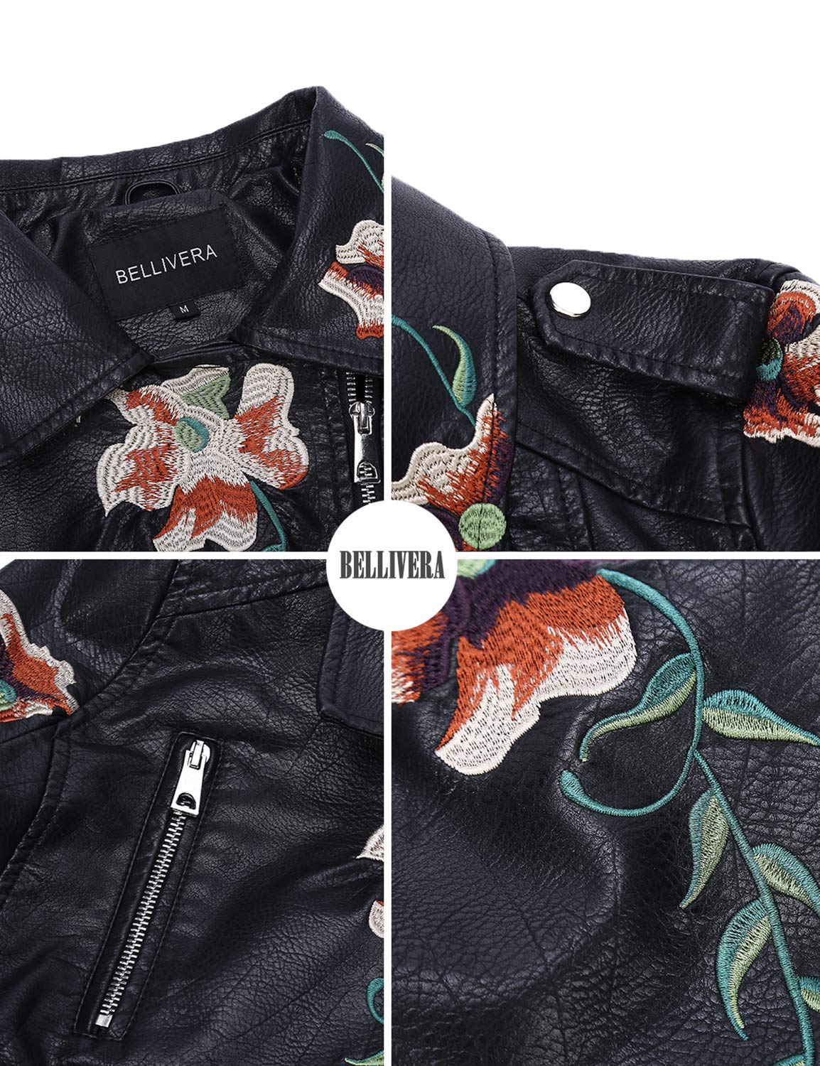 BELLIVERA Veste en faux cuir pour femmes - Manteau Moto Bike