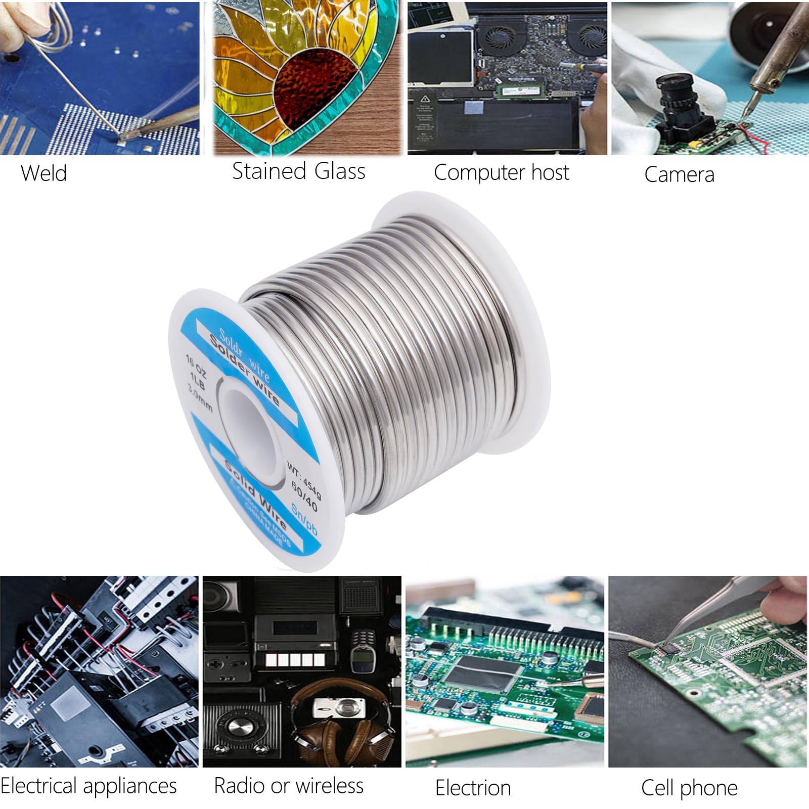 60/40 3mm Solder Wire Solid Core 454g/1 lb per vetro colorato