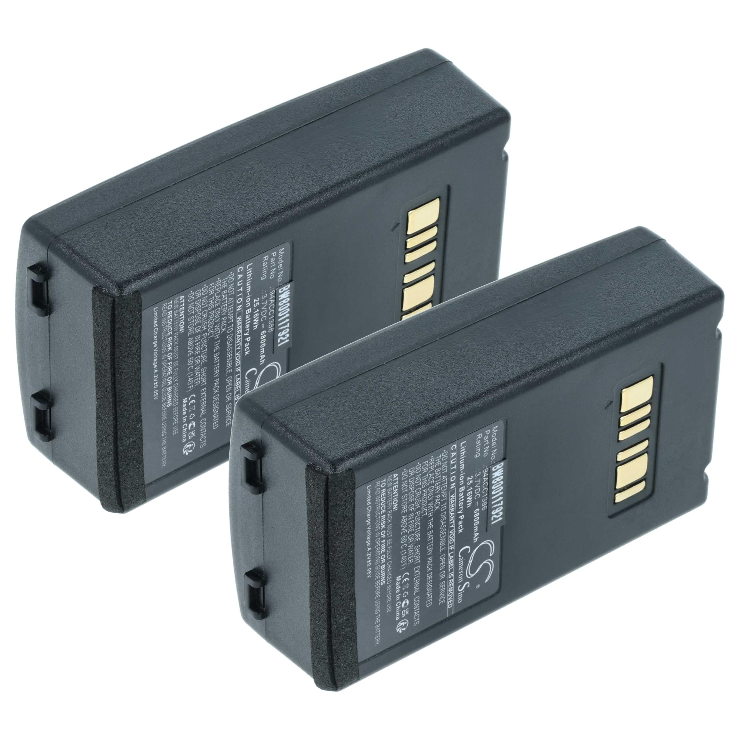 vhbw 2 x akumulator kompatybilny z Datalogic Falcon X3, Falcon X4, Falcon X3 Plus skaner kodów kreskowych POS (6800 mAh, 3,7 V, litowo-jonowy)