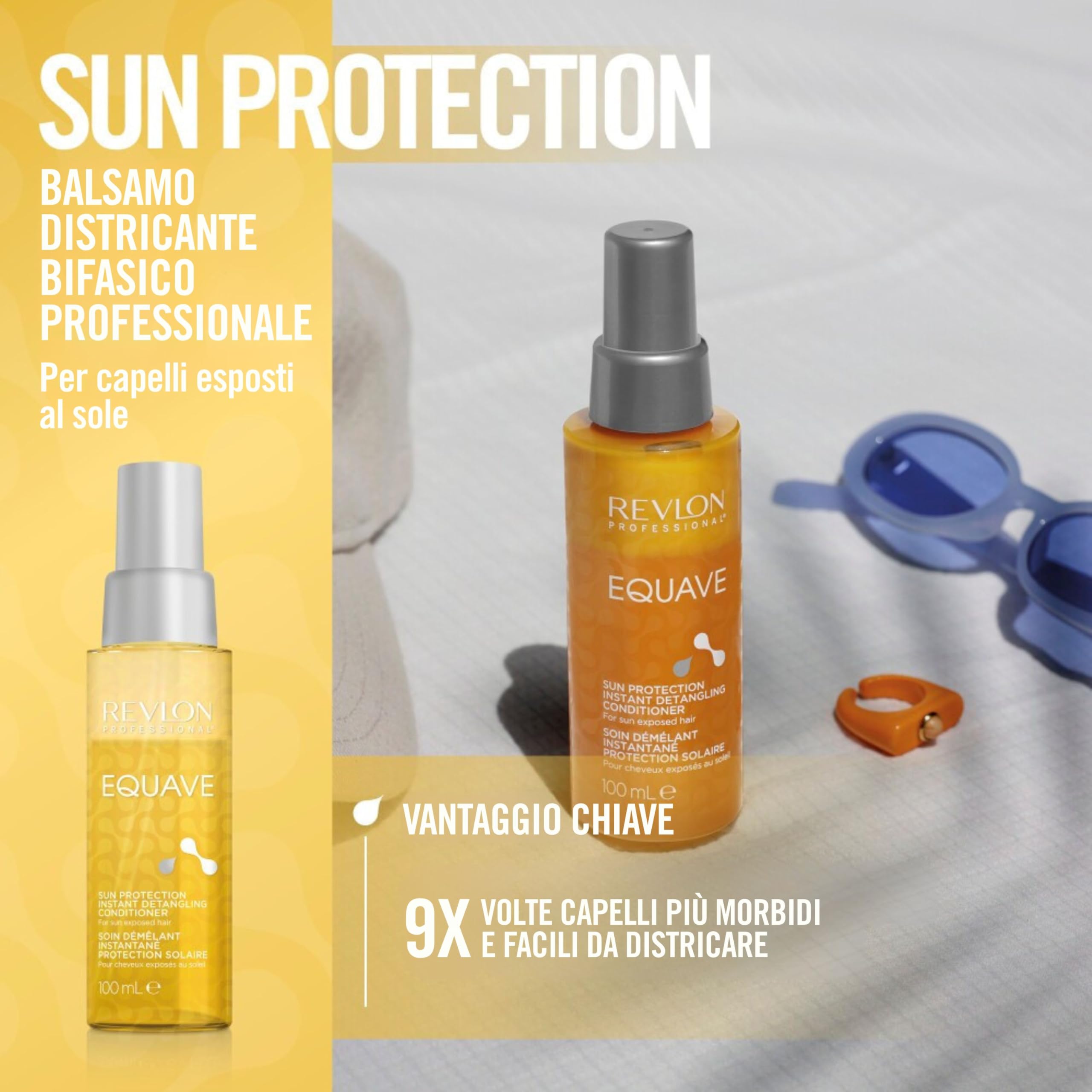 Revlon Professional Equave Sun Protection Bi-Phase Detangling Conditioner, Protezione UV Per Capelli, Protezione Solare Per Capelli, Balsamo Senza Risciacquo Sole Con Protezione, Districante – 100ml