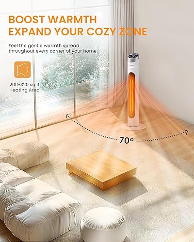 Miniatura 5 de Calentador de espacio, calentador de espacio de 34 pulgadas para habitación grande con control remoto, calentador de torre de 1500 W con