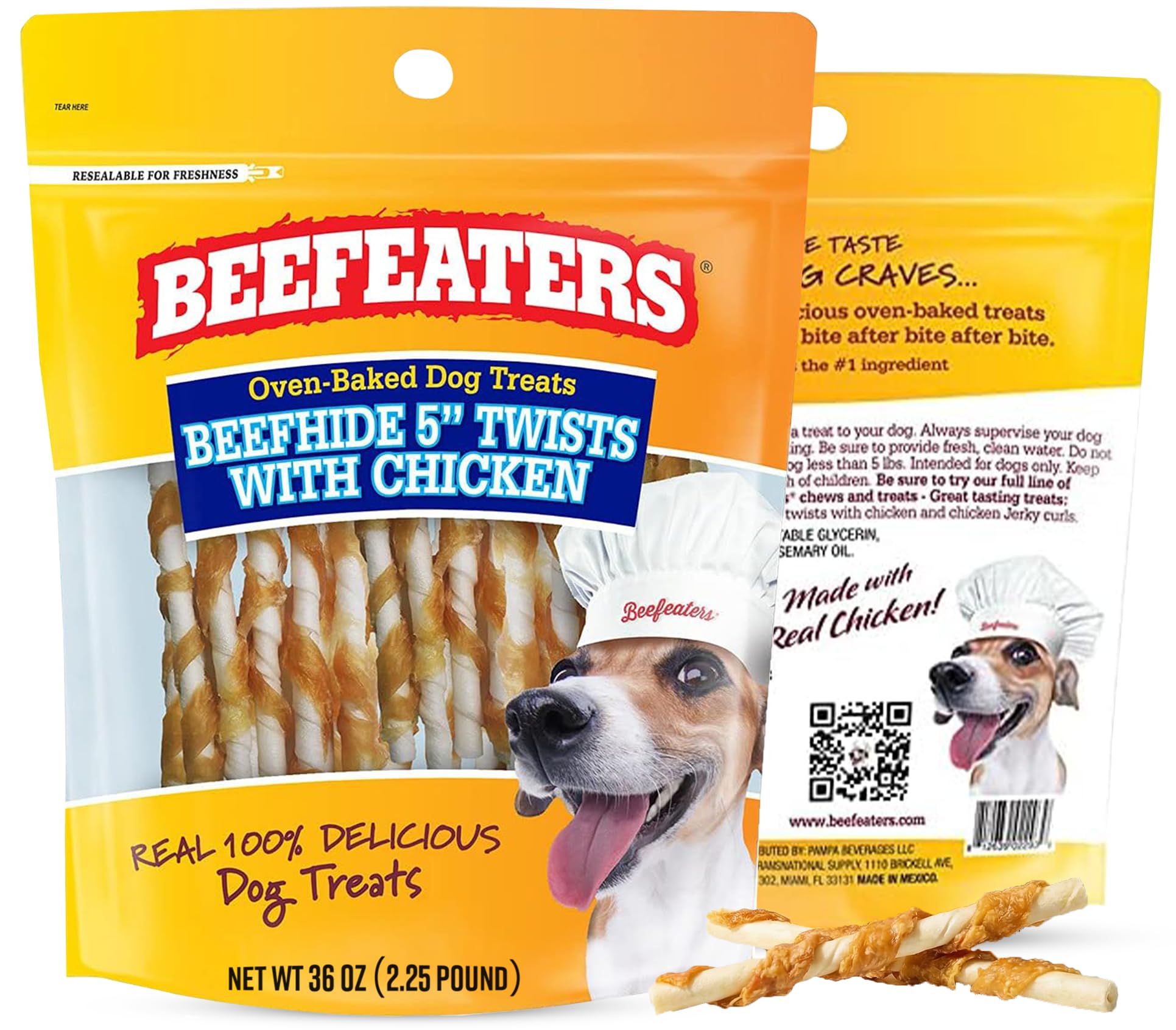 Beefeaters Beefhide 5in Twist with Real Chicken – Protein-Rich Dog Treats for Clean Teeth, Ideal for Training & All Dog Sizes