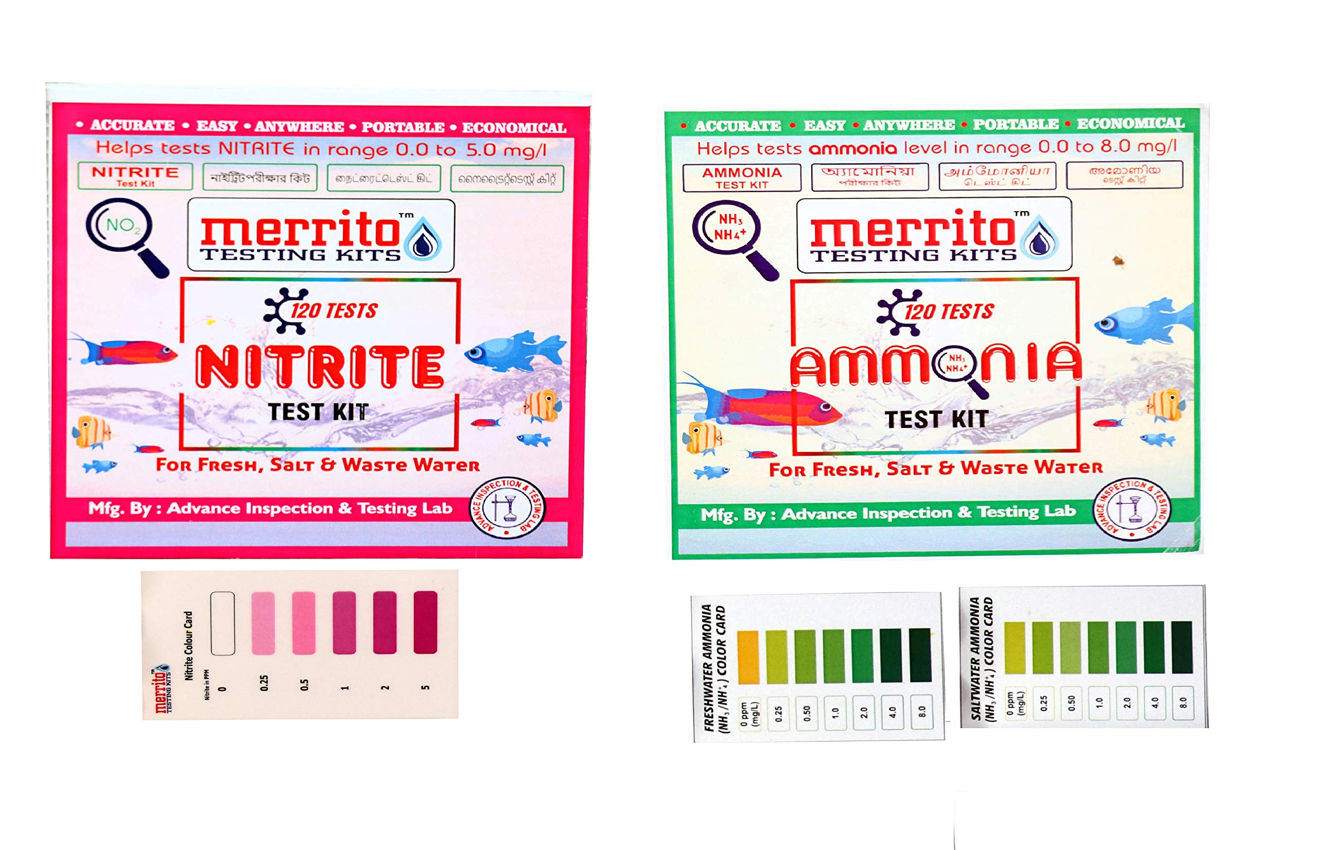 MERRITO Combo of Ammonia Test Kit, Nitrite Test Kit Water Test Kit Suitable for Salt and Fresh Water (B08SQ411DF) Amazon Price History, Amazon Price Tracker