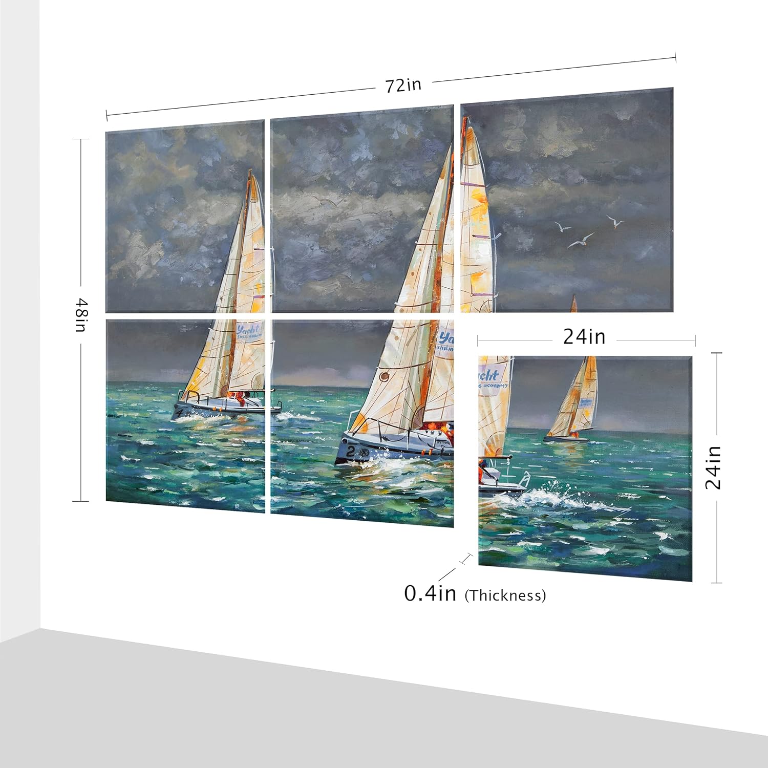 Ruonin.X 72"x48" inch Decorative Art Acoustic wall panels,Better Acoustic Treatment than foam, High-quality Sound Absorbing and Soundproof wall panels suitable for studios and homes—RACing Sail