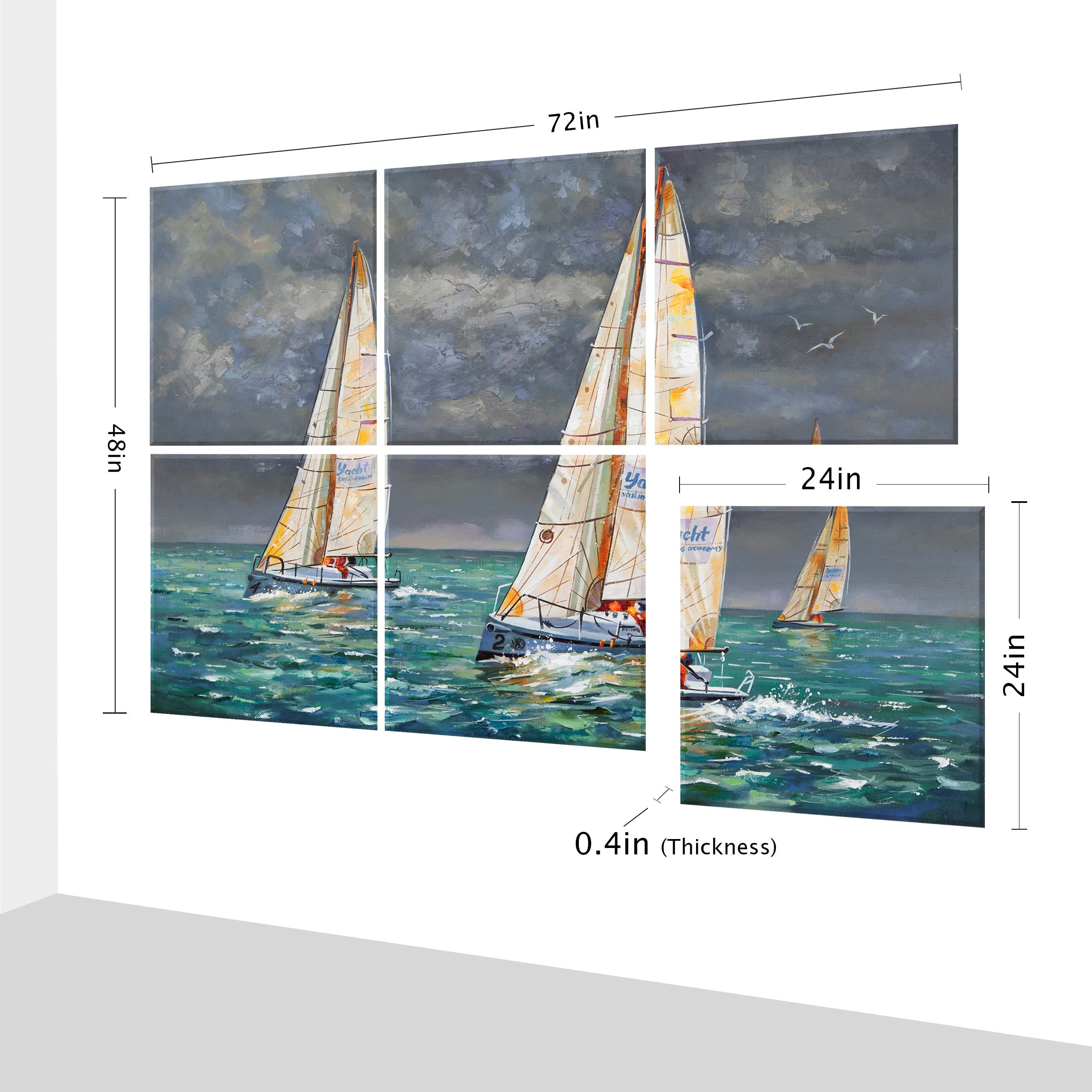 Ruonin.X 72"x48" inch Decorative Art Acoustic wall panels,Better Acoustic Treatment than foam, High-quality Sound Absorbing and Soundproof wall panels suitable for studios and homes--RACing Sail - Image 3