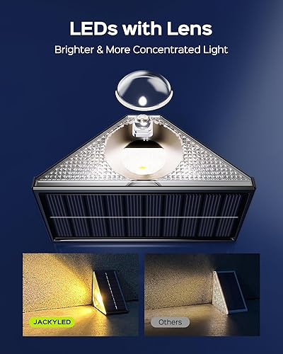 Miniatura 5 de JACKYLED Paquete de 16 luces solares para escalones – Encendido/apagado automático, cálido y RGB que cambia de color, luces de decoración