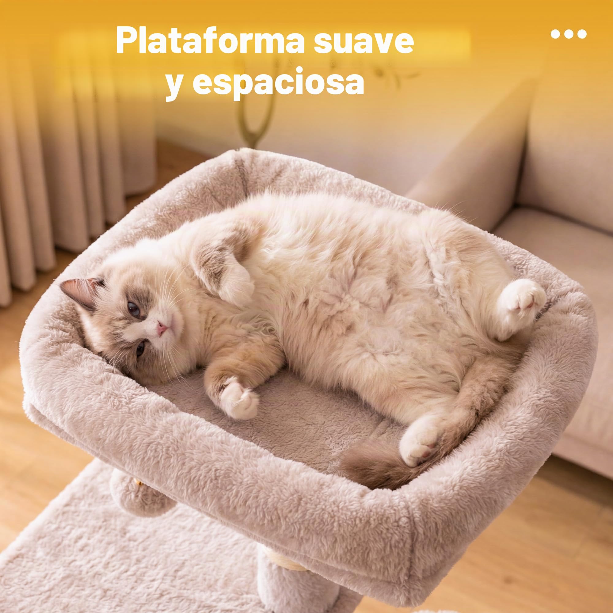 Hey-brother Árbol rascador para gatos de 111 cm con juguete, rascador con plataforma, hamaca y troncos de sisal, marrón beige EMPJ004SMU-N