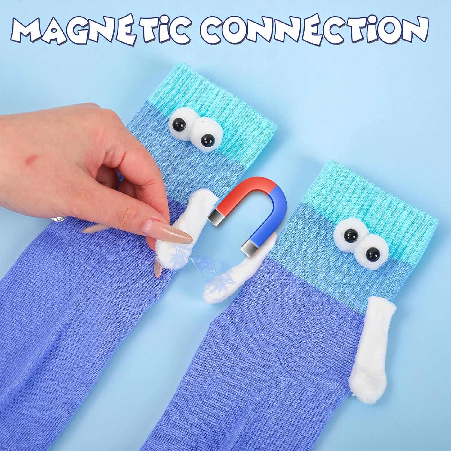 JarThenaAMCS 6 Pairs Holding Hands Socks Magnetic Hand in Hand Socks Funny Cute Socks for Women Men Friend Bestie Holiday Birthday Party Favors - Image 5