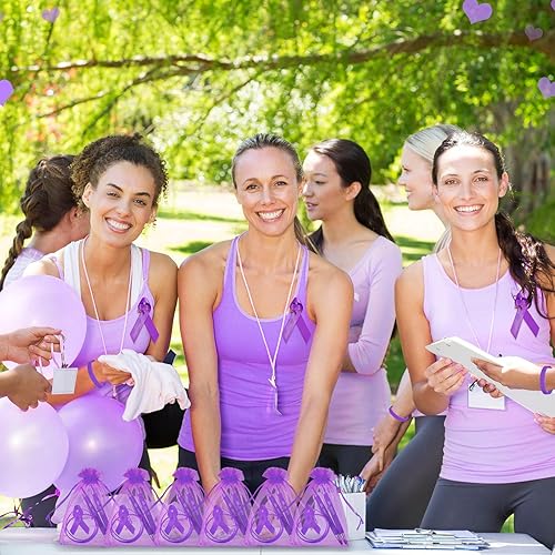Miniatura 5 de Qilery Juego de 50 regalos de concientización sobre el cáncer de mama, incluye cinta de concientización sobre el cáncer, pulsera y bolsas para