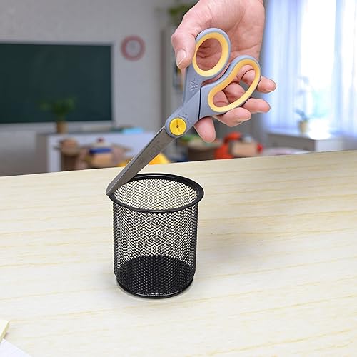 Miniatura 6 de Westcott Tijeras de titanio de 8 pulgadas con función de deslizamiento ajustable para oficina y hogar - grisamarillo