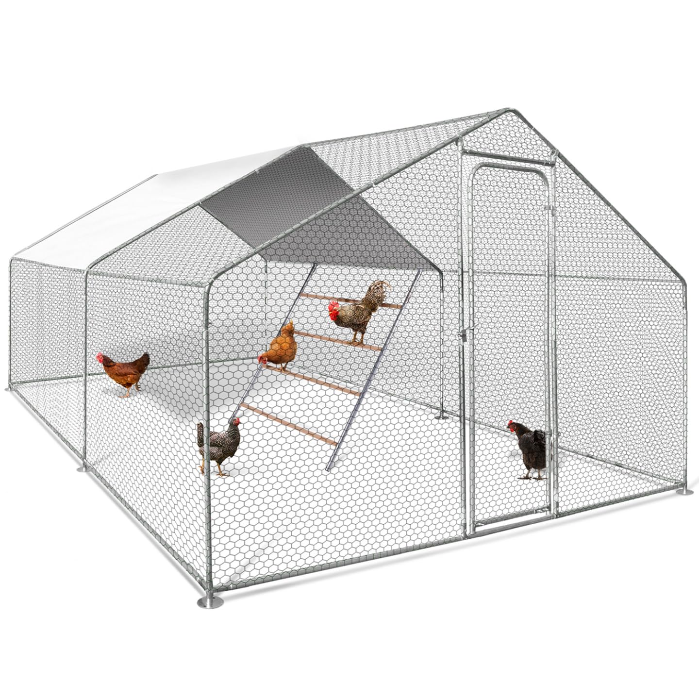 IDMarket - Grand perchoir pour Poules 4 Niveaux en Bois Compatible enclos