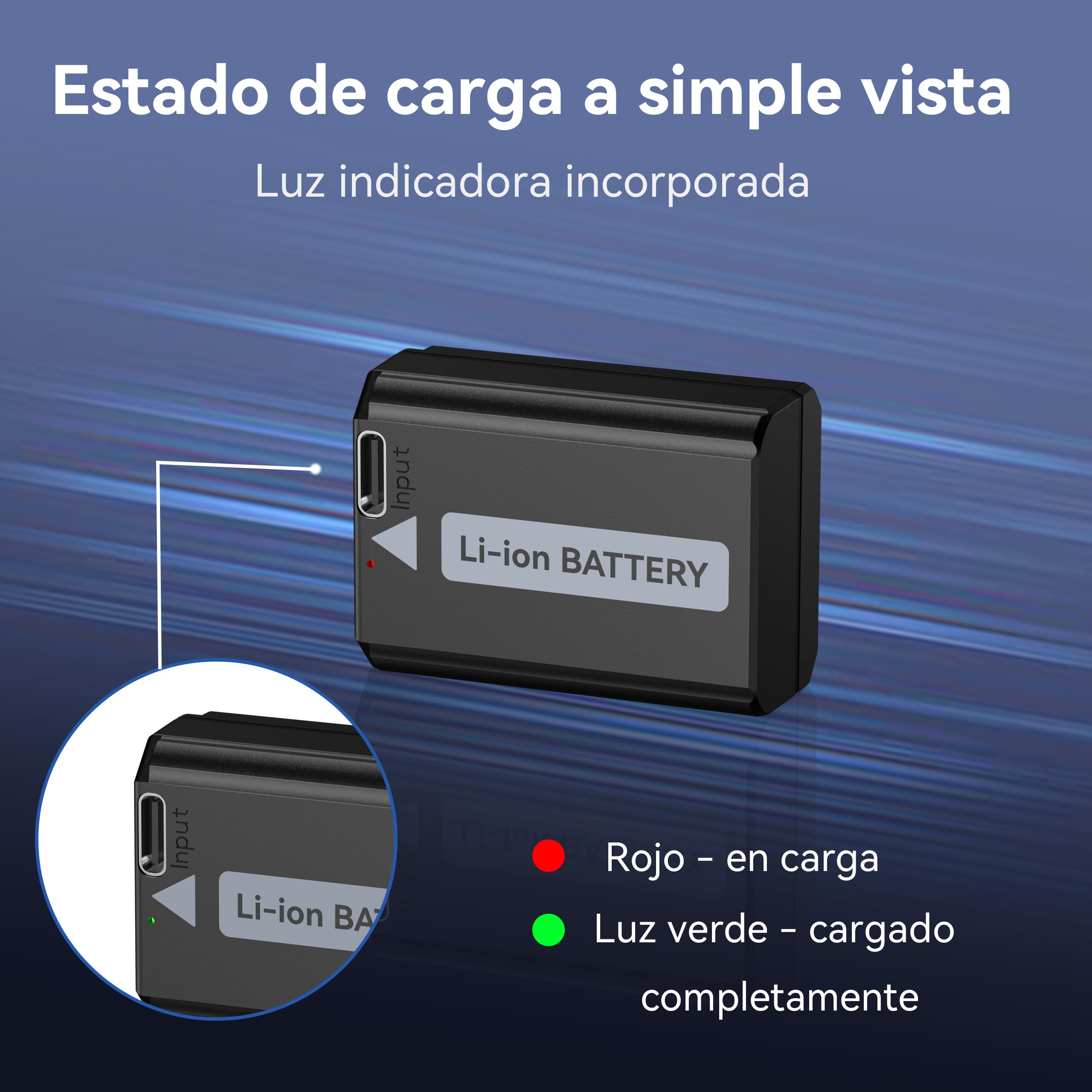 ENEGON NP-FW50 Tipo C Puerto de Carga Baterías (2x1500mAh) para Sony ZV-E10, A6000, A6500, A6300, A6400, A7, A7II, A7RII, A7SII, A7S, A7S2, A7R, A7R2, A55, A5100, A5000, A3000, A55, RX10