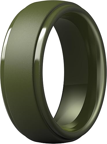 Miniatura 55 de ThunderFit Anillos de boda de silicona para hombre, 0.394 in de ancho y 0.098 in de grosor, paquete múltiple de variedad 1-7 Pack A: Negro