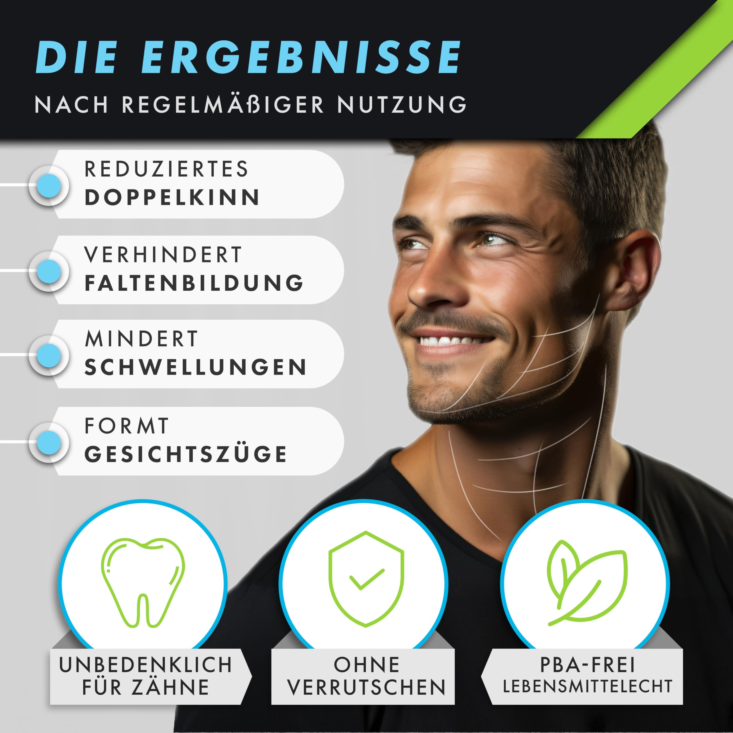 Pino Trainer Set 2.0 | L'originale – allenamento della mascella con il toner Jawline Trainer & Jawline, rimozione del mento doppio; allenamento viso e anti-rughe