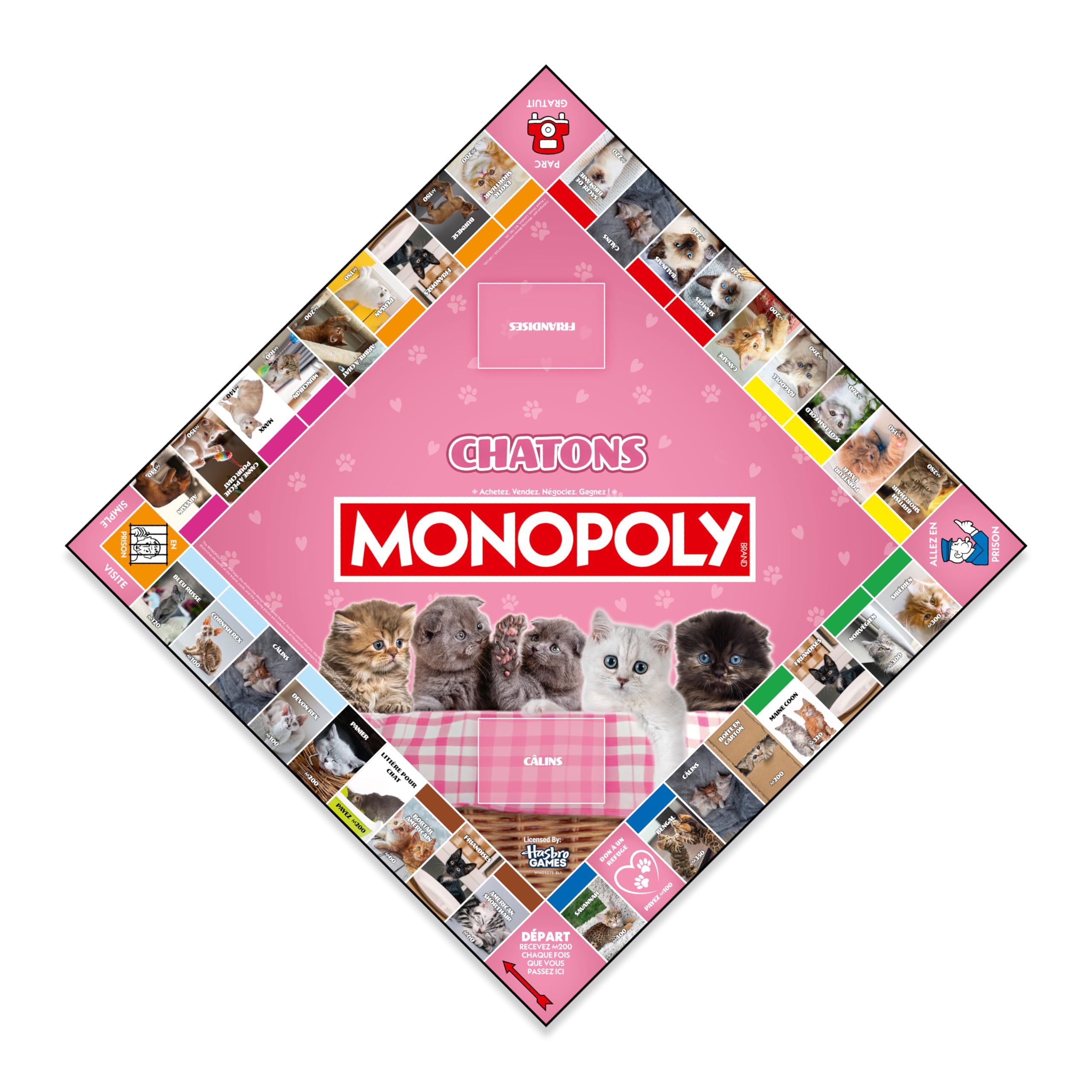 Winning Moves Monopoly Cat Baby Edition - Monopoly gra dla fanów - Gry rodzinne Strategia Gry planszowe Koty Niemowlęta - 2+ graczy od 8 lat - holenderski/francuski