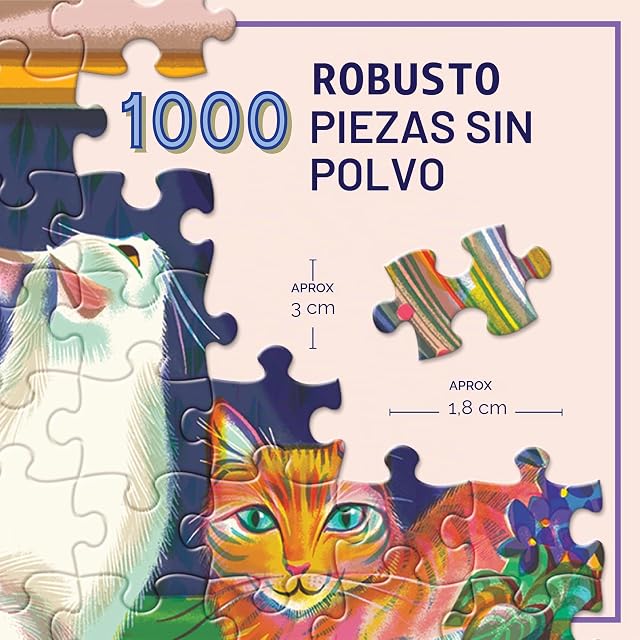 Foto 2 de 8 de eeBoo Piece & Love: Cats in Window - Rompecabezas de 1000 Piezas