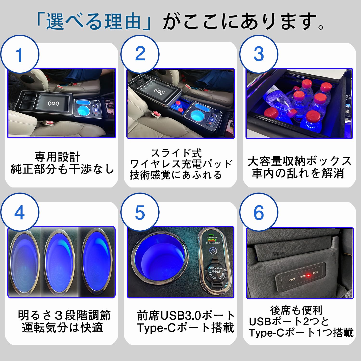 Amazon | 【BUY IT】センターコンソールボックス ワイヤレス充電 
