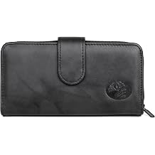 Julia Buxton Heiress Womens RFID Blocking Checkbook Leather Wallet with Zipper Black