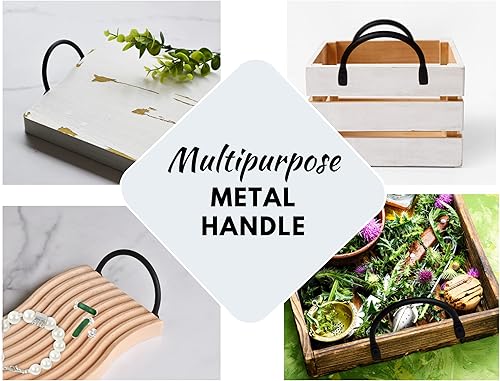 Miniatura 4 de Livale Paquete de 6 asas de bandeja de metal para bandeja, asas de metal negro para tablas de charcutería, bandejas de servir de madera, caja de