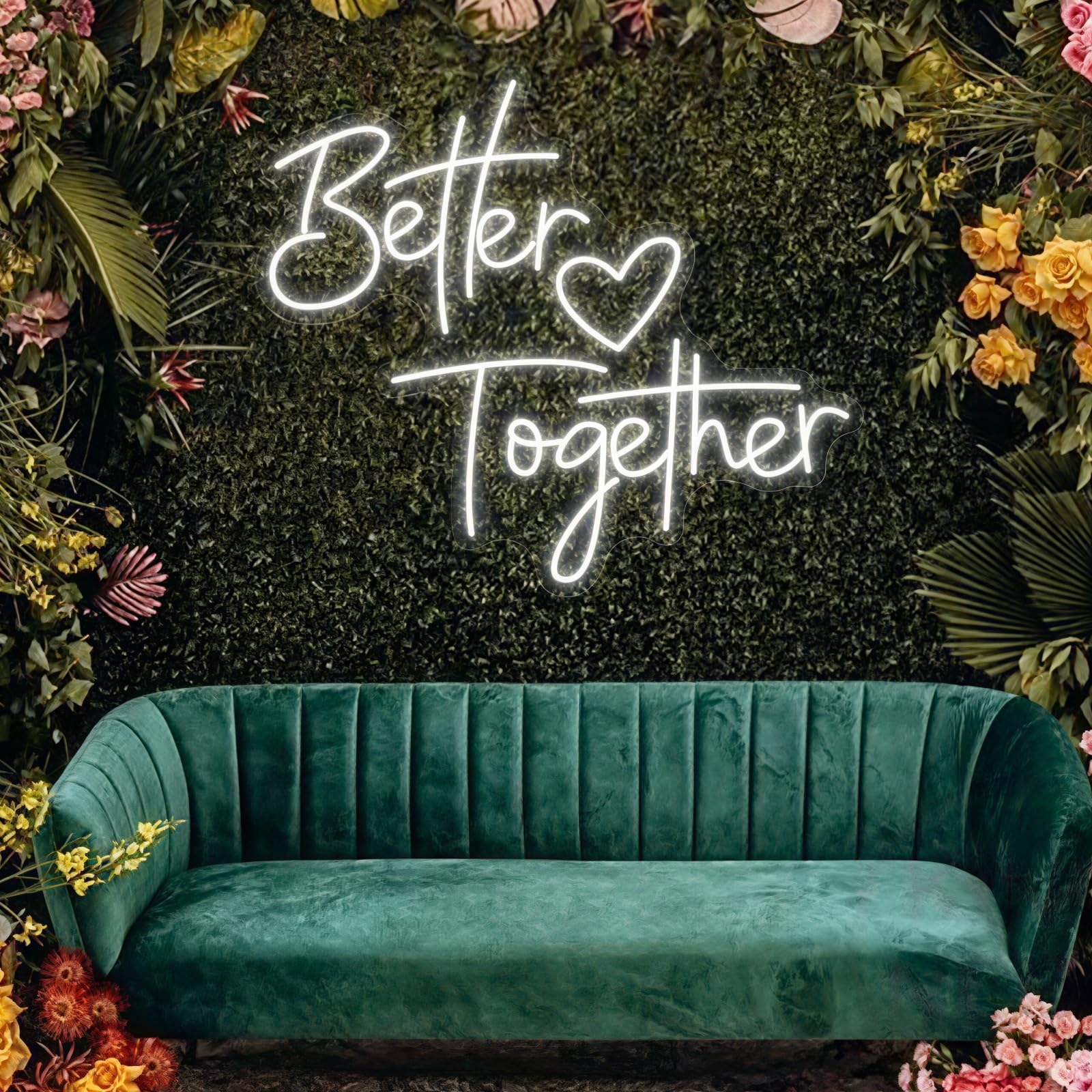Better Together Neon Sign for Wall Decor, LED Wedding Sign, Neon Light Signs for Wedding Engagement Party Home Bedroom Bar Birthday Wall Art Decoration