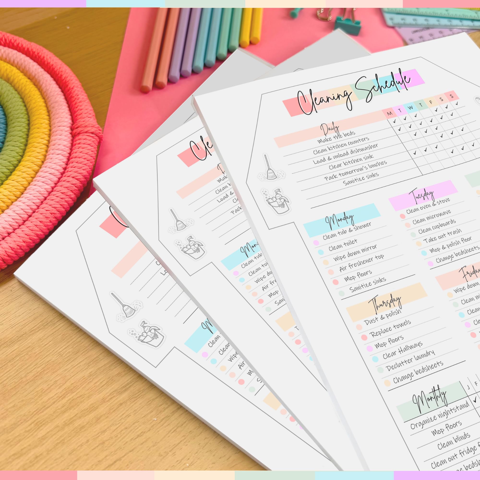 Weekly Cleaning Planner Notepad - Daily, Weekly & Monthly Cleaning Schedule and Checklist Desk Pad, Household Chores Tracker - Image 2