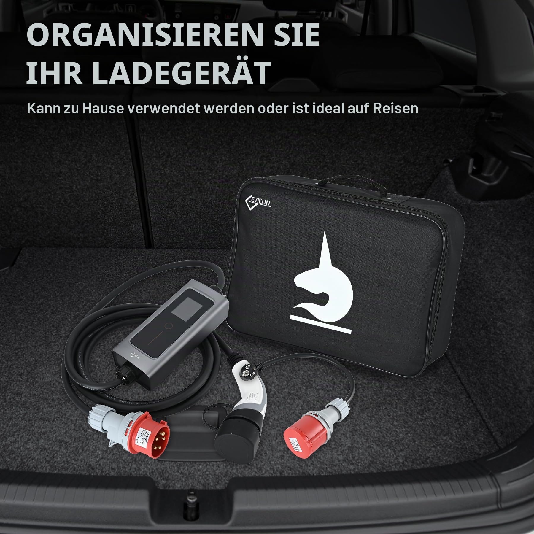 Mobile Wallbox 11 kW, 3-phasig, mit Typ 2 Ladekabel, 6-16 A, 5 m