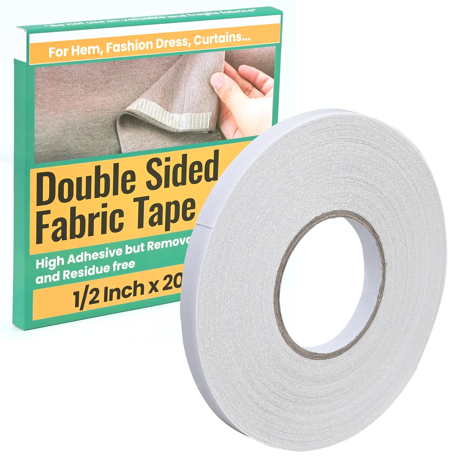 WEXFFU Double Sided Fabric Tape, 13 Mm X 60 M Double Sided Tape, Double Sided Tape For Fabric, Super Sticky Resistente Clear Tape For Carpet, Wall, Floor, Mat, Clothes, Craft