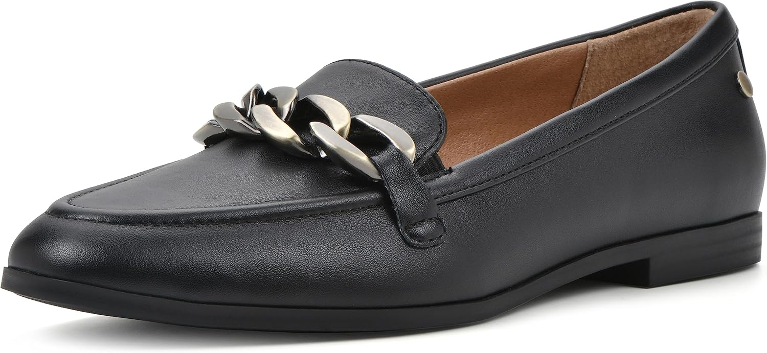 WHITE MOUNTAIN Women's Shoes Nobles II Tailored Flat, Black/Smooth, 10 M