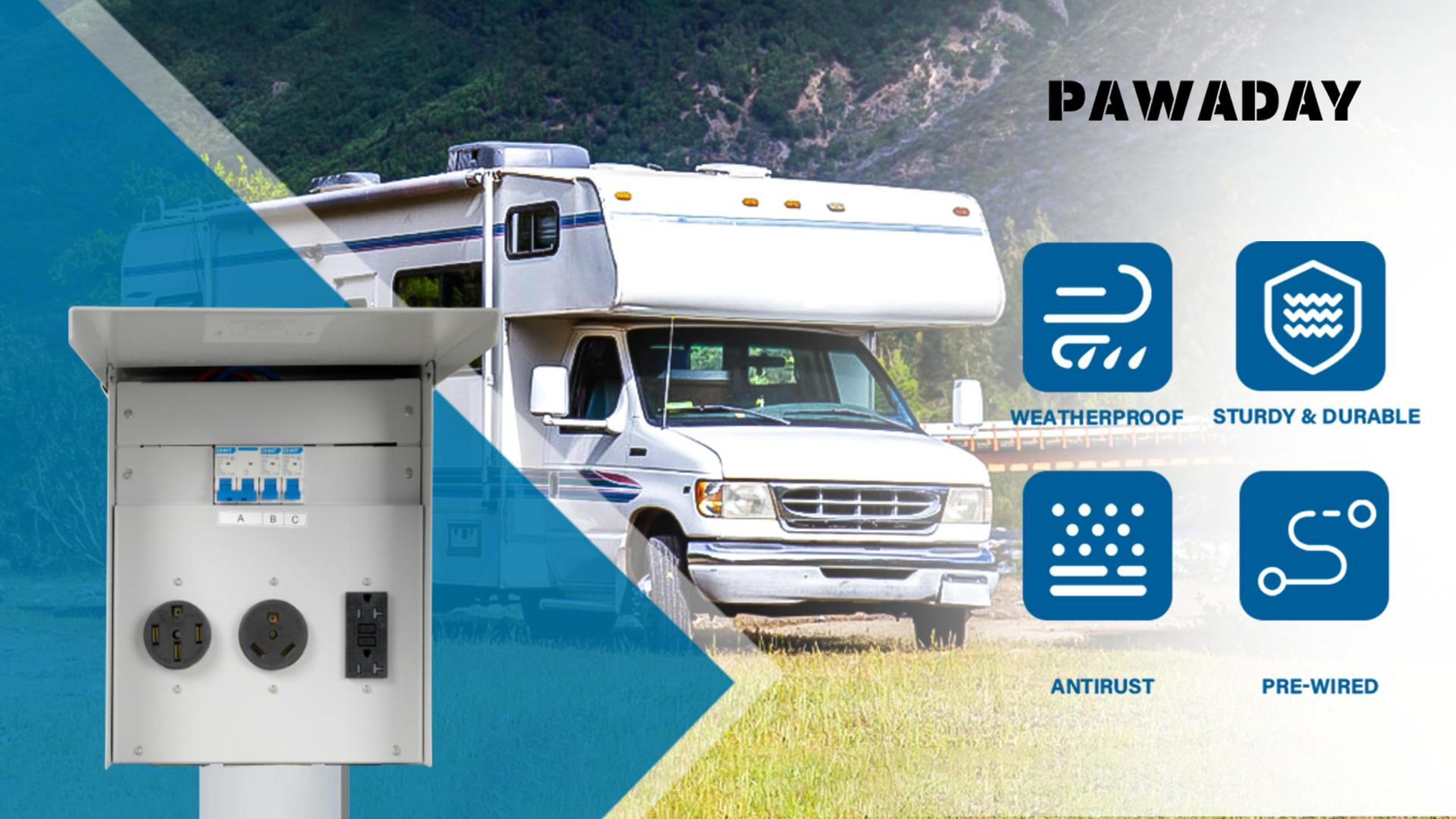 Rv Boxes 30 Amp Rv Plug RV Power Outlet Panel - 20/30/50 Amp Weatherproof ...