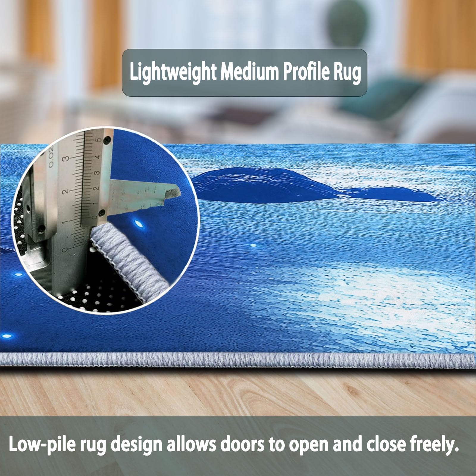 Tapis Salon Poil Court 80 x 150 cm Bleu Foncé Lavable en Machine Antidérapant