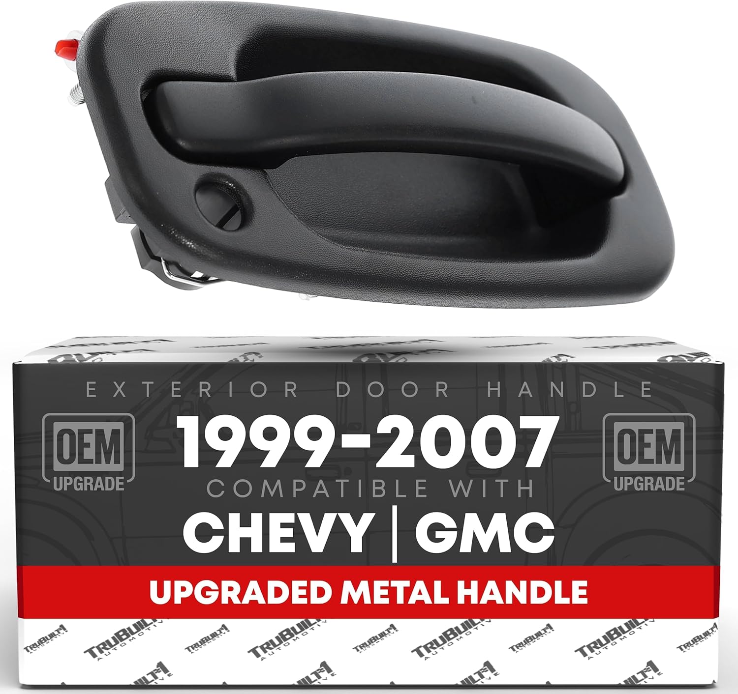Exterior Rear Driver Door Handle, Upgraded Metal - Compatible with 1999-2006 Chevrolet Silverado, Tahoe, Suburban, Avalanche; 99-06 GMC Sierra, Yukon - Textured Black - OEM 15721571, 80579, GM1520105