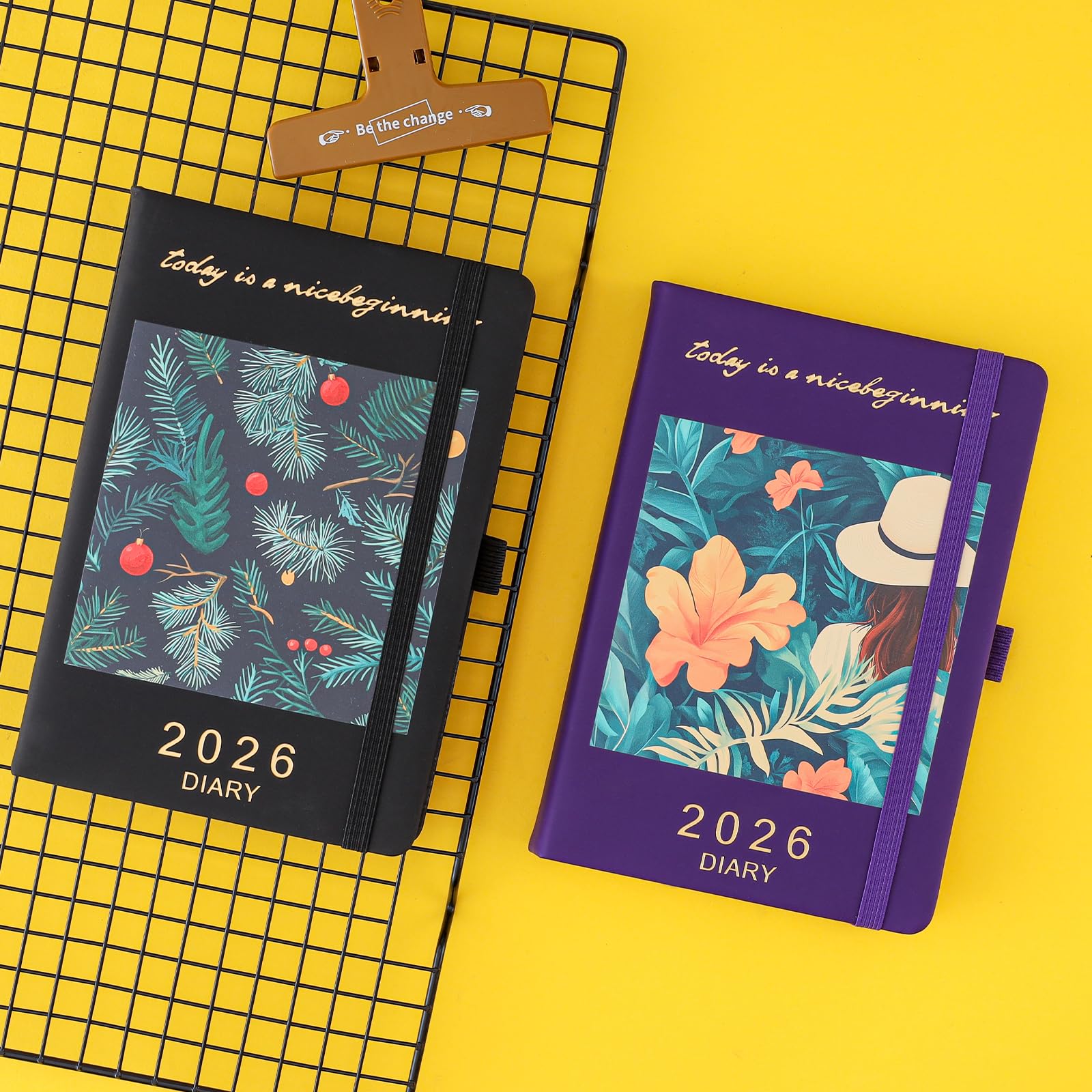 Diary 2026 Day to Page A5,Organsier Daily Planner from Jan 2026-Dec 2026,Schedule Diary Monthly View with Pen Holder,Coloured Side Tabs,Inner Packet (Black, A5) - Image 2